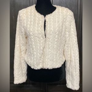 Forever 21 Faux fur sequence off wht crop jacket - Size Medium